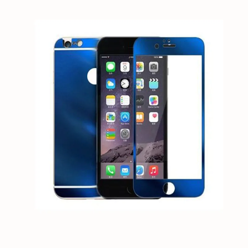 2Pcs/lot Front + Rear Premium Tempered Mirror Colorful Effect Full Body Glass For iphone 6 6S