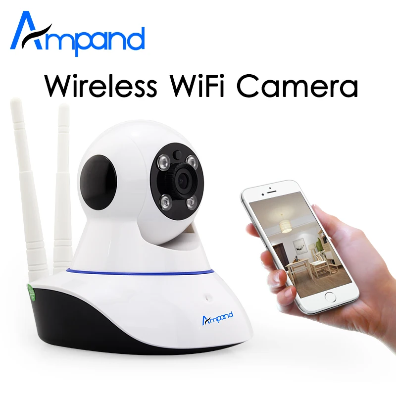 Ampand Беспроводная HD ip камера с двумя антеннами Wi Fi ИК фильтр ночное видение запись