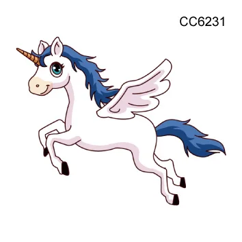 

Rocooart CC6231 Flying Horse Waterproof Temporary Tattoo Sticker Cartoon Fake Tattoo Women Tatuagem For Body Art Men Tatoo Taty