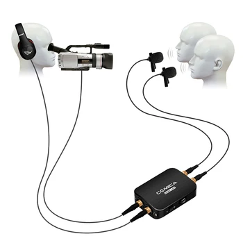 

COMICA Dual-head Detachable Lavalier Microphone with Mono/Stereo Modes Built-in Battery Real-time Monitor for Gopro Phone Camera