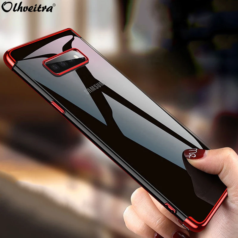 

Olhveitra Clear Coque For Samsung Galaxy A50 A30 Samsung A20E A90 A40 Note 10 A80 A60 A70 M30 A40S Fundas Plating Soft TPU Cover