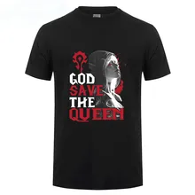 Топ дизайнерская футболка Черная брендовая футболка World Of Warcraft Бог спаси королеву Sylvanas Windrunner рубашки