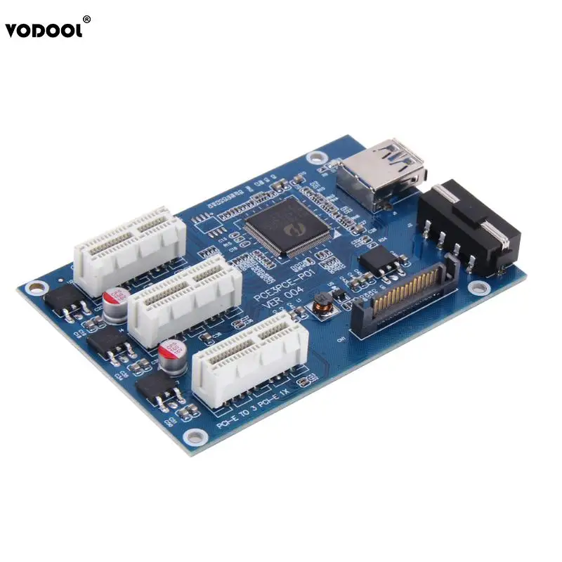 3 in 1 PCI Express PCI E 1X Slots PC Riser Card Expansion
