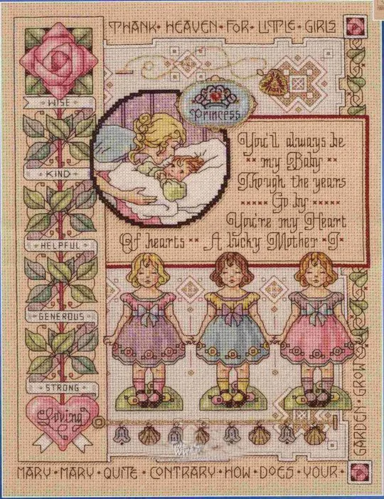 

Gold Collection Counted Cross Stitch Kit Thank Heaven For Little Girls My Baby Heart Lucky Mother janlynn