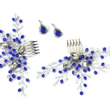 Новые роскошные аксессуары для волос невесты ручной работы жемчужные свадебные украшения для волос вечерние помпоны Свадебные Звездные волосы расческа темно-синий