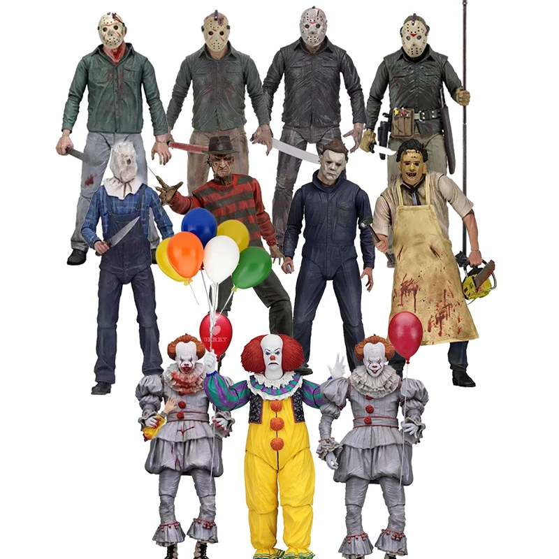 NECA 3D Friday 13th Jason Leatherface бензопила Лори шёл Майкл Майерс Фредди Крюгер Pennywise Джокер Фигурки игрушки