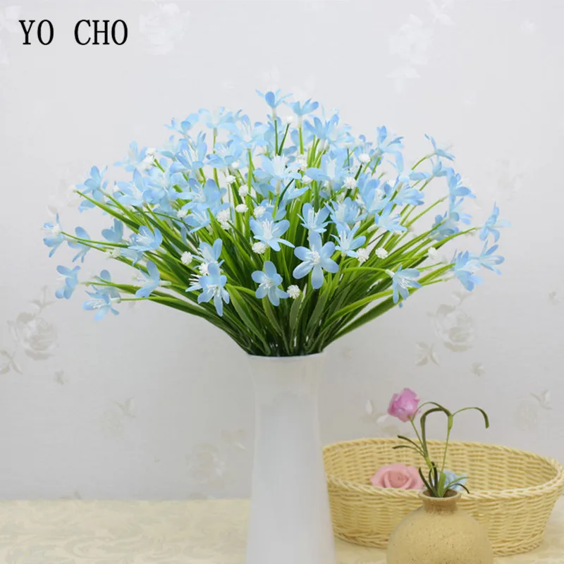 YO CHO Plastic Flowers Real Touch Home Wedding Decoration Fashion White Orchid Artificial Flowers Bouquet For Garden Decor YO CHO Plastic Flowers Real Touch Home Wedding Decoration Fashion White Orchid Artificial Flowers Bouquet For Garden Decor