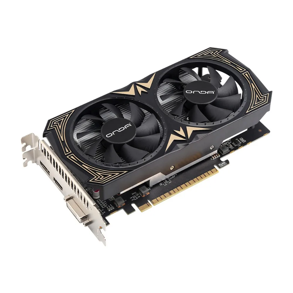 Onda NVIDIA GTX1050 2 ГБ GDDR5 128bit Графика карты с HDMI + DP DVI и два вентилятора охлаждения видео