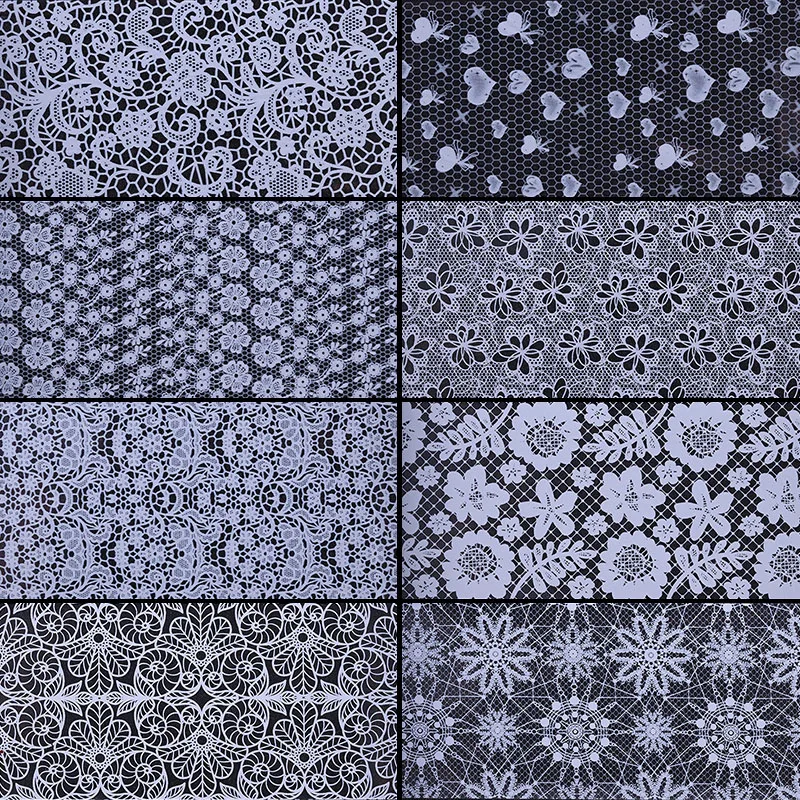 

20Pcs Starry Nail Foils Set 4*20cm White Lace Flower Star Heart Cut in Pieces Manicure Nail Decoration Water Sticker Nail Tips