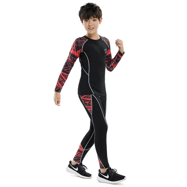 Kids Boys Running Leggings Children Fitness Gym Clothing Men Training Tights Jogging Suits