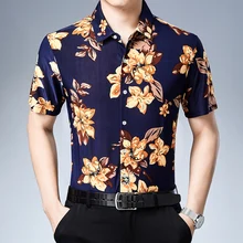 Новая мужская гавайская рубашка с коротким рукавом летняя стильная Цветочная Мужская Повседневная пляжная гавайская рубашка