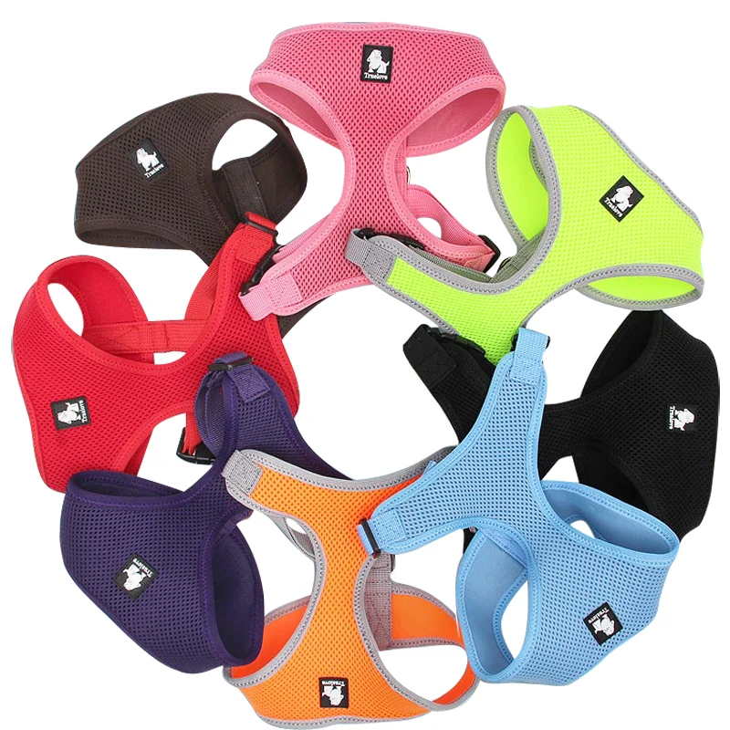 

Puppy Cat Pet Dog Harness Breathable Mesh Nylon Dog Harness Strap Soft Walk Vest Collar For Small Medium Dog 8color