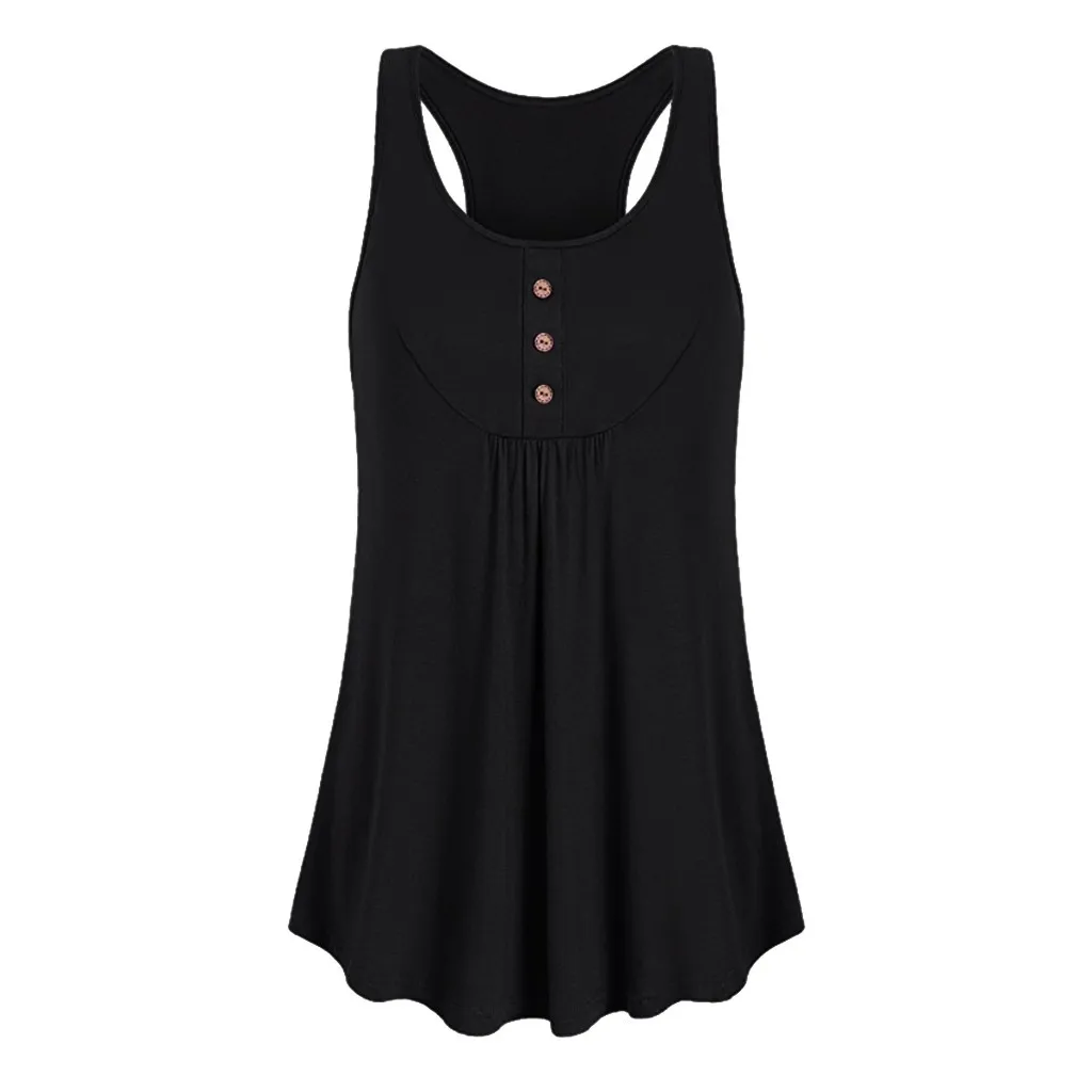 

Tank Top Womens Sleeveless Round Neck Loose Fit Workout Tank Top Loose Solid Color Stretch Soft Daily Casual Button Sport Vest