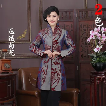 

Hot Sale Gray Chinese Tradition Women's Flocking Lengthen Coats Dust Coat Trench Vintage Tang Suit Size M L XL XXL 3XL