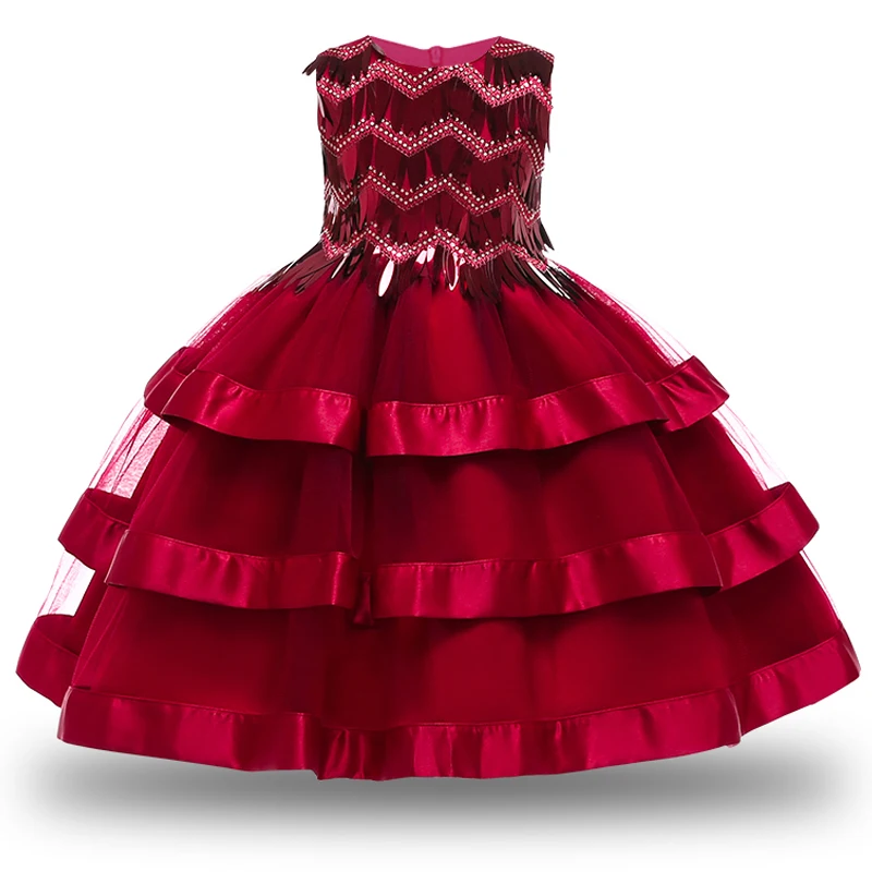 Baby Girls New Years party Dress Sequins bead princess Wedding