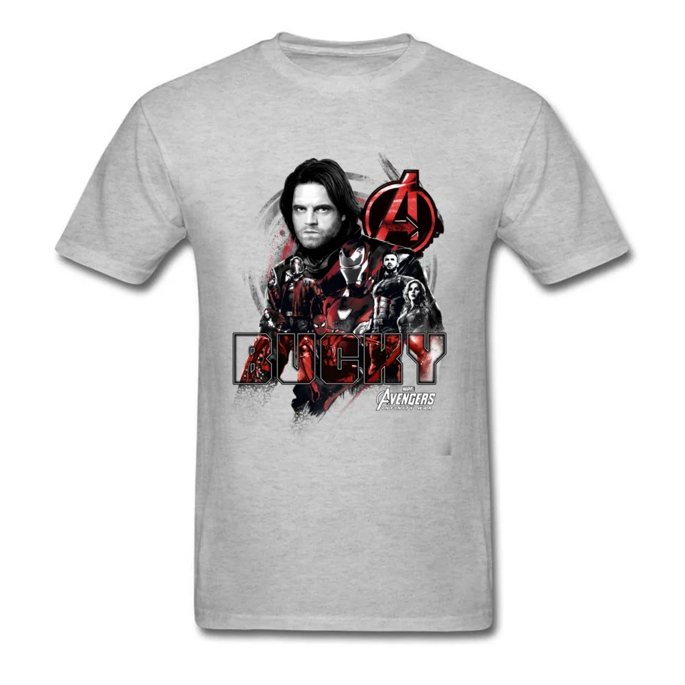 Europe Star Wars Bucky Crew Tshirts On Sale Summer Short Sleeve Crew Neck Tops & Tees Pure Cotton Adult Simple Style Tops Tees Bucky Crew grey