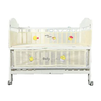 

2pcs/set Breathable Summer Baby Bedding Bumper Collision Half Around Baby Crib Bumpers Bedding Cotton Printing Mesh Safety Rails