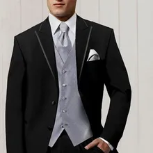 Горячая Распродажа, модное мужское утреннее платье, джентльмен, черный свадебный костюм s, свадебный костюм для жениха(пиджак+ брюки+ жилет+ галстук