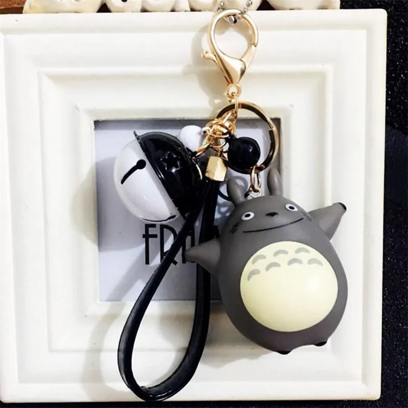

Cartoon Toys Doll Bell Keychain Anime Neighbor Totoro Key Chain Pu Leather Animal Cat Keyring Holder Bag Charm Trinket Chaveiros