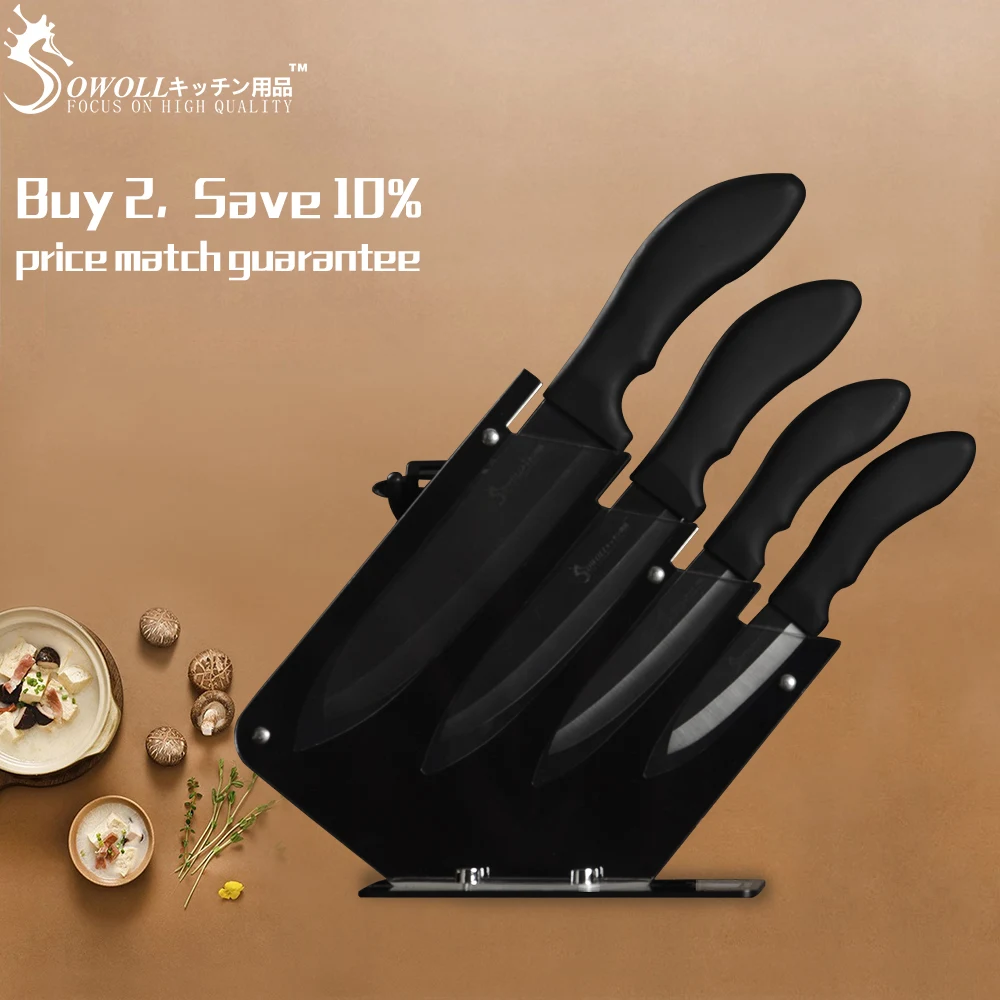 Sowoll Kitchen Knives 6 Piece Set Ceramic Blade Non slip Handle Knives