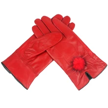 Модные кожаные женские кожаные перчатки из овчины зимние теплые перчатки черные минималистичные стильные женские кожаные перчатки