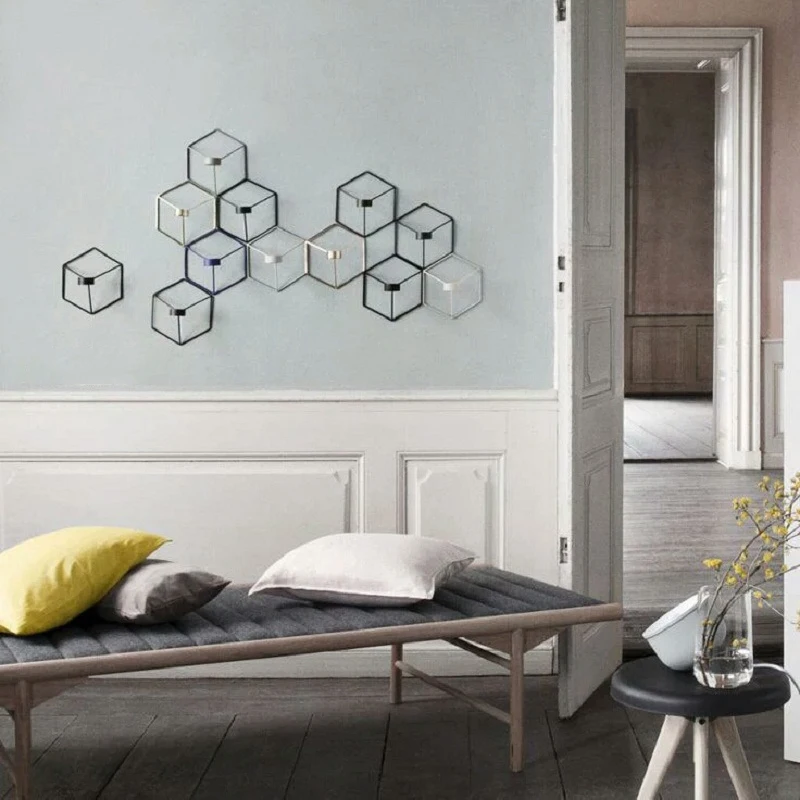 LA MIU Nordic стиль подсвечник из металла 3D Визуальный геометрический бра настенный