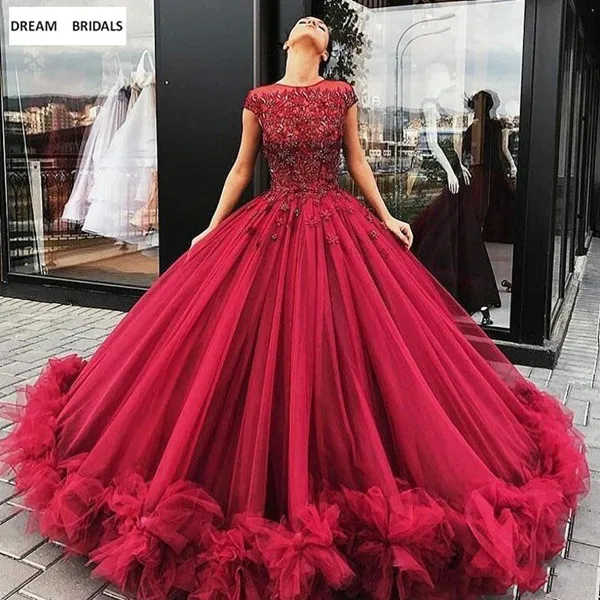 Элегантное бальное платье Vestido de festa бордовое длинное бальное платье Вечерние платья из тюля на заказ vestidos de 15 anos - Цвет: picture color