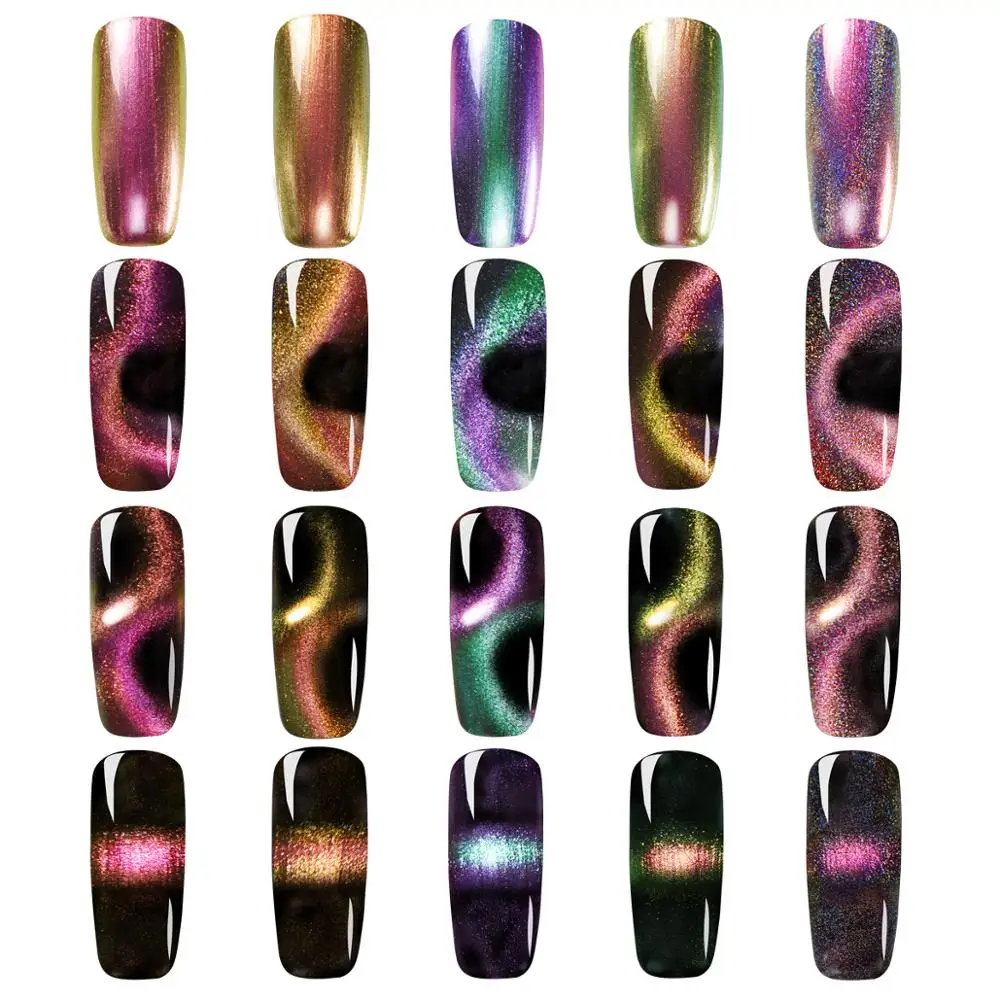 

BeautyBigBang 6ml 3D Cat Eye Nail Polish Glitter Varnish Magnet Nail Art Lacquer Holographic Chameleon Magnetic Aurora Series