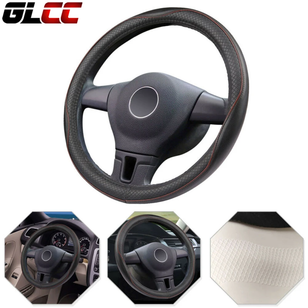 Glcc Micro Fibre кожаный чехол для рулевого колеса автомобиля наружный диаметр 38 см универсальные автомобильные чехлы на руль противоскользящие