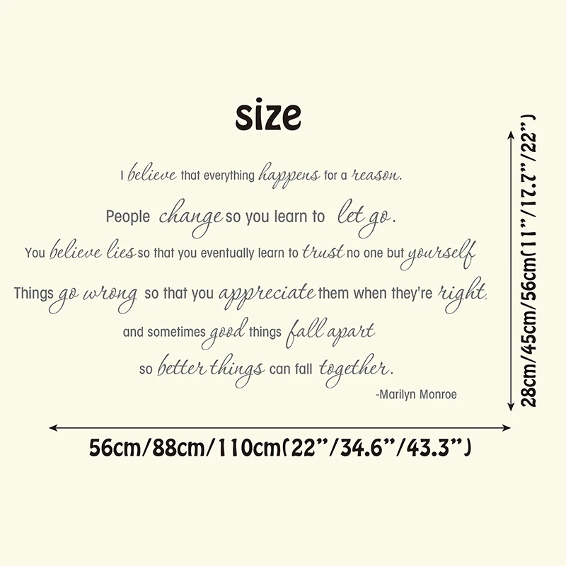 Marilyn Monroe Love Quote Wall Sticker I Believe Song Lyric Quote Wall Decal Sexy Girl Inspirational Motivational Quote Decal (3)