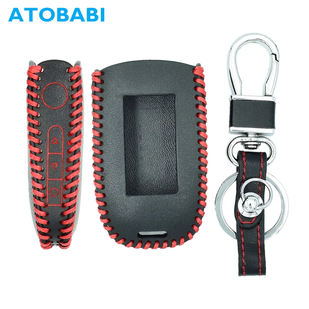 

ATOBABI A92 Case Keychain Genuine Leather Cover For StarLine A92 A94 A62 A64 A95 LCD Remote Two-Way Car Alarm LCD Transmitter