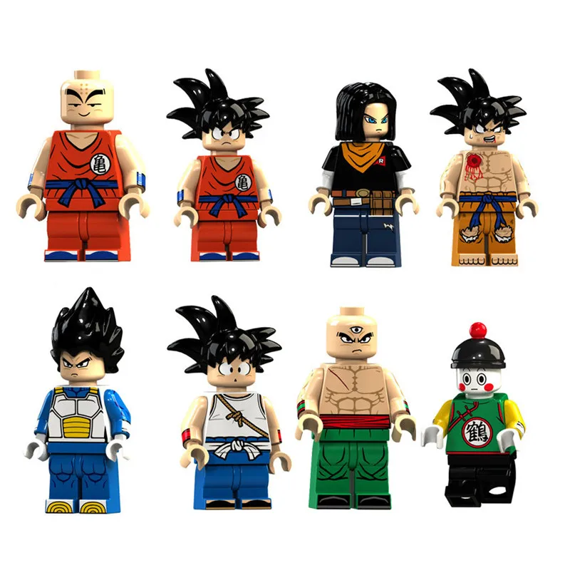 8 шт./лот Dragon Ball фигурка Z Son Goku Vegeta Master Roshi Krillin строительный блок брендовые фигурки Набор моделей игрушки для детей