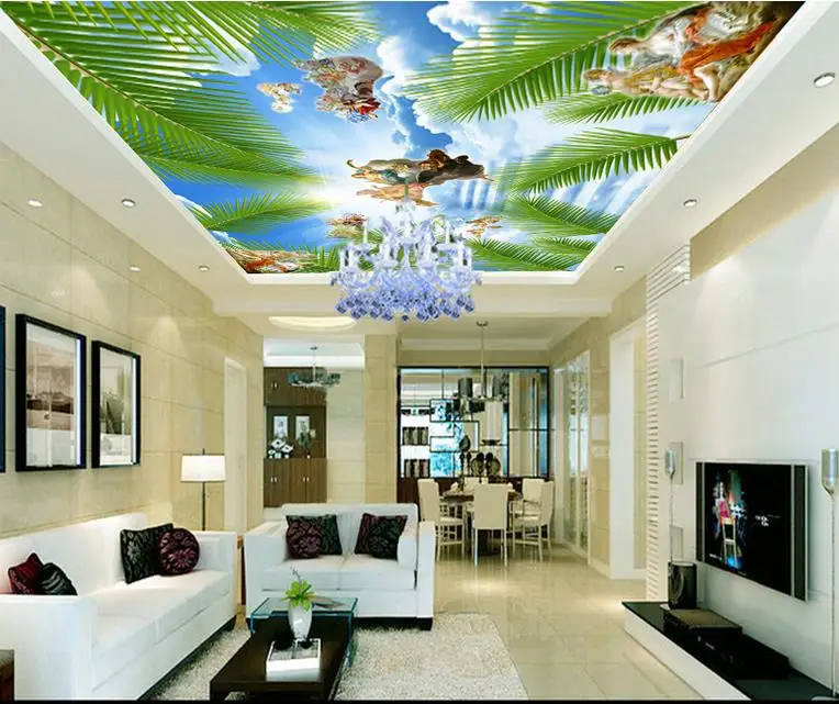 

custom 3d ceiling wallpaper Blue sky and white clouds 3d ceiling murals wallpapers for living room photo wallpapers ceiling