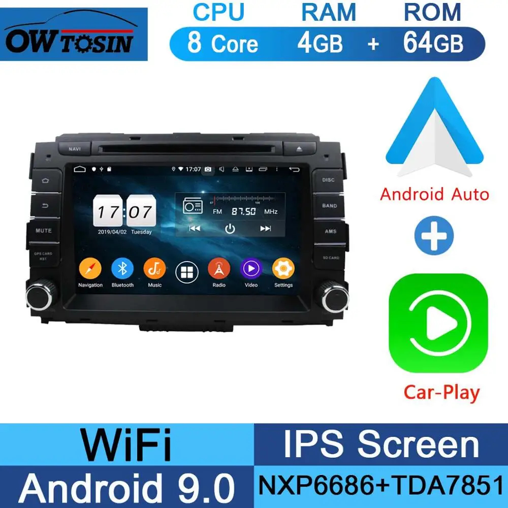 " ips 1920*1080 8 ядерный 4 Гб ram+ 64 ГБ rom Android9.0 автомобильный dvd-плеер для KIA Carnival DSP радио gps Parrot BT - Цвет: 64G CarPlay Android
