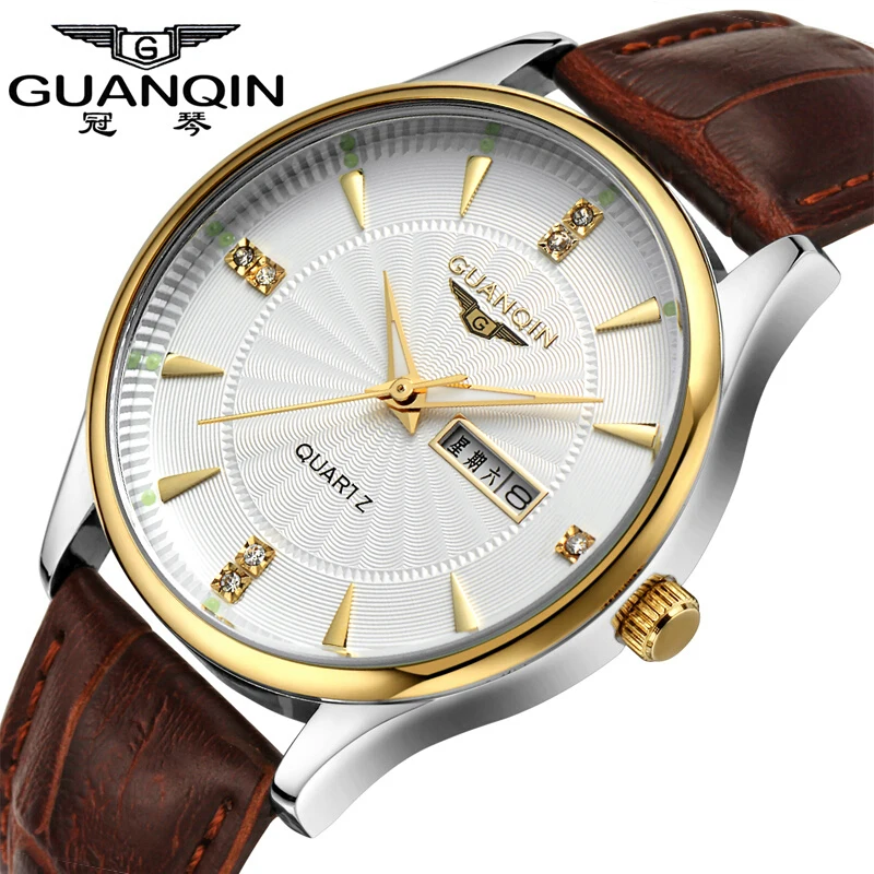 

Watches Men 2016 GUANQIN Top Brand Men Watch Fashion Quartz-watch Leather Strap Waterproof Casual Luxury Relogio Masculino Clock