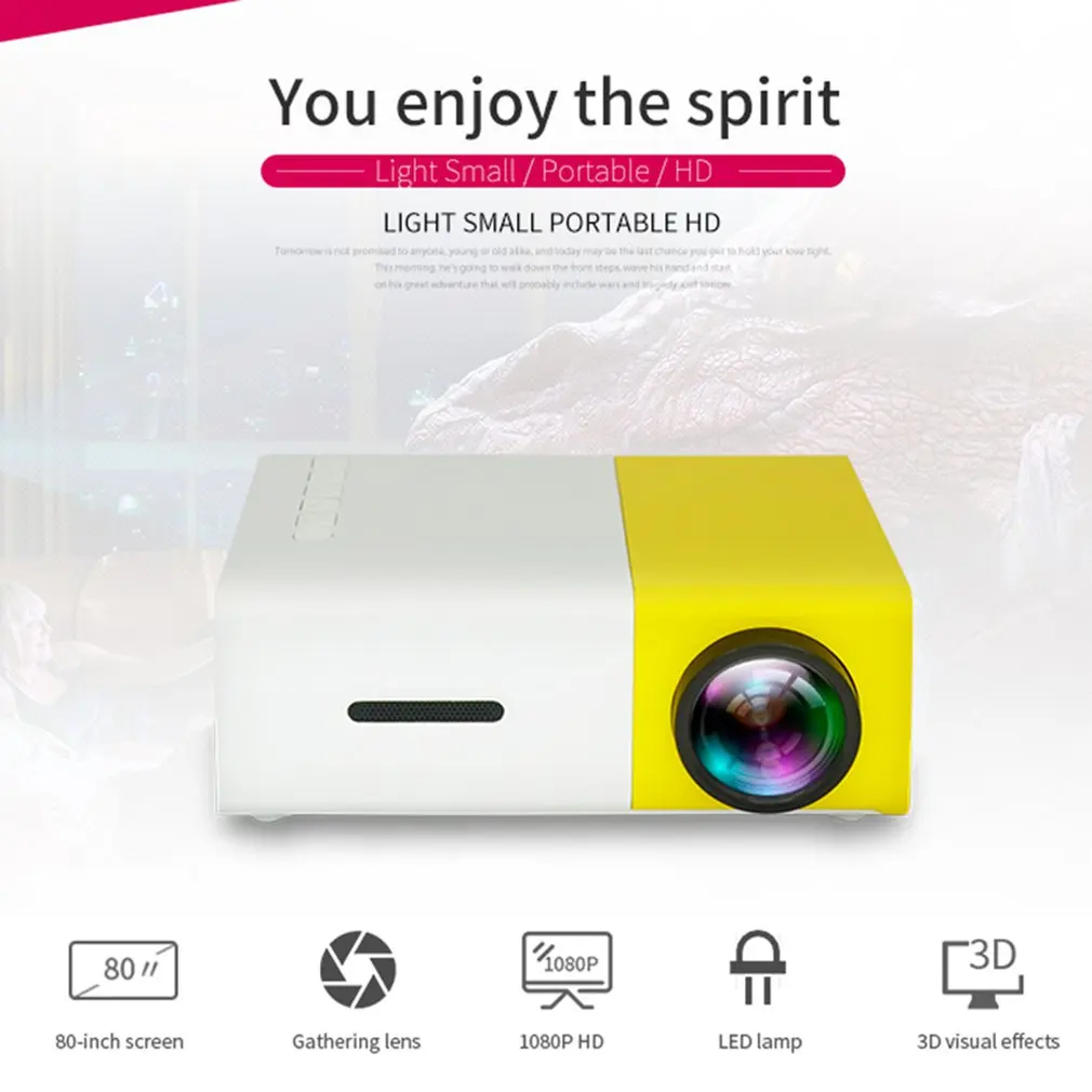 

YG300 LED Projector 400 lumen 3.5mm Audio 320 x 240 Pixels HDMI USB AV SD Mini Projector Home Media Player Best Home Proyector