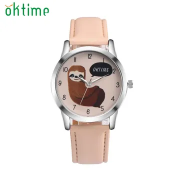 

Good Quality OKTIME Retro Cartoon Koala Design Leather Band Analog Alloy Quartz Wrist Watch Ap13