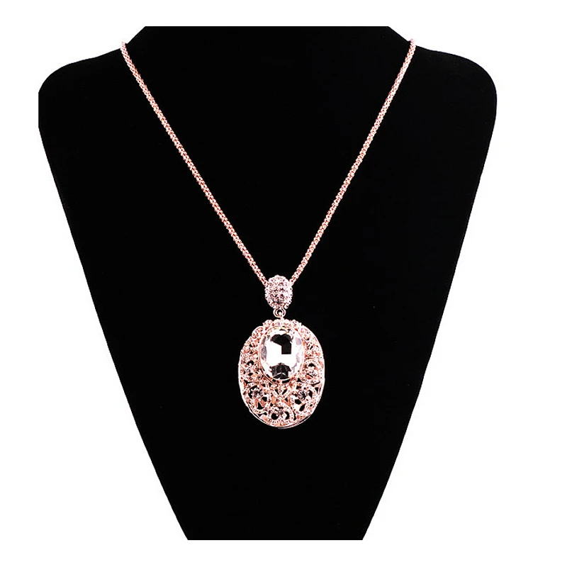 

Women Cubic Zirconia Flower Long Adjustable Chain Pendant Sweater Necklace (Champagne)