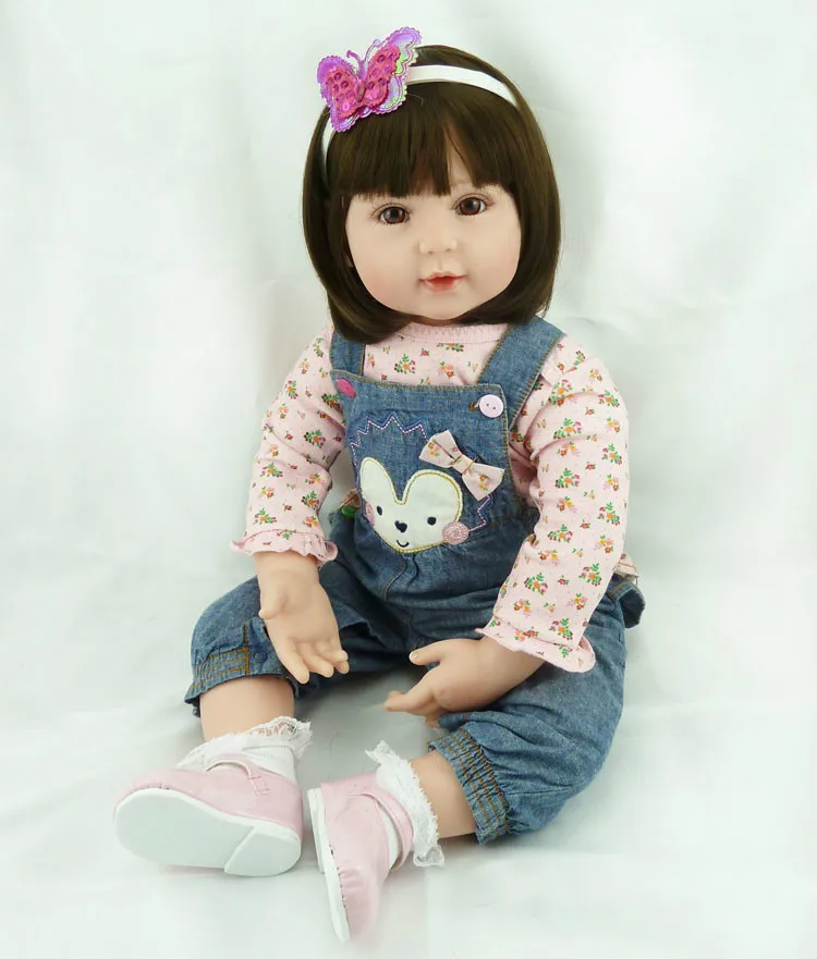 22inch Vinyl Silicone Doll Reborn Toddler Baby Girls Short ...