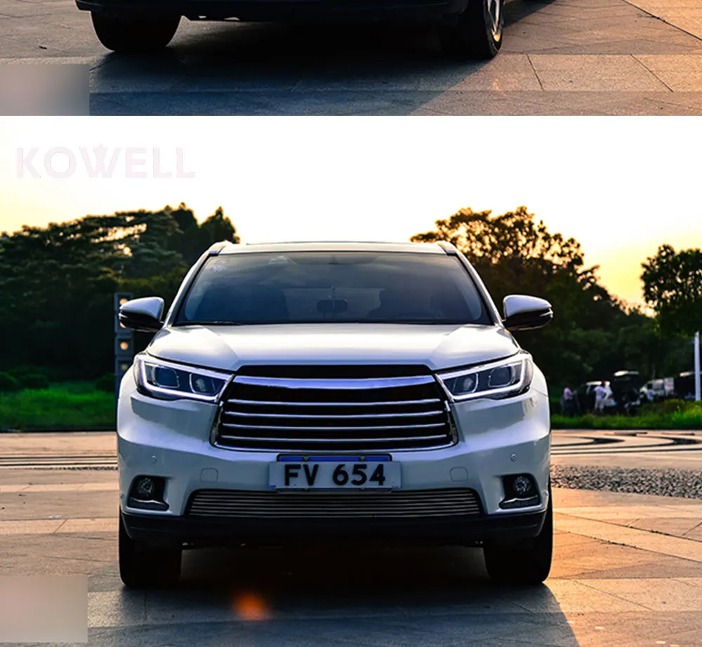 Best KOWELL Car Styling For Toyota HIGHLANDER headlights For HIGHLANDER head lamp Angel eye led DRL front light Bi-Xenon Lens xenon 4