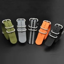 Ремешок для часов ZULU NATO, модный, серебристый, 5 петлей, нейлоновый ремешок для часов 20 мм, 22 мм, 24 мм, в полоску, для мужчин, для замены, Т-образный ремешок