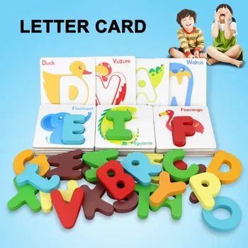 

Wooden 26 Letter Cognition Card A to Z Alphabet Cognitive Educational Toys for Children S7JN