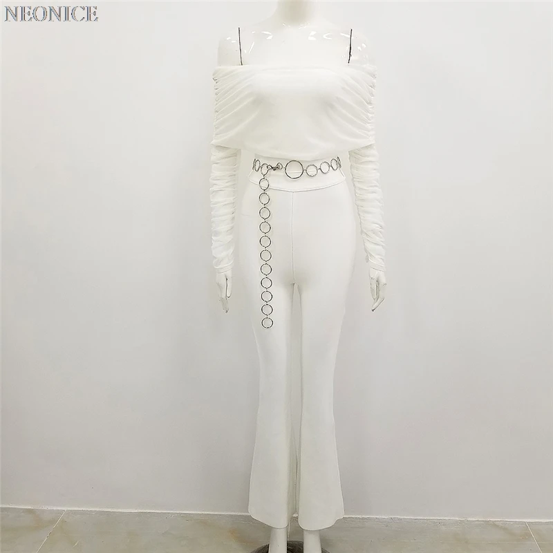 new woman Elastic bandage jumpsuits tight nightclub socialite birthday party fashion sexy package hip leisure metal belt