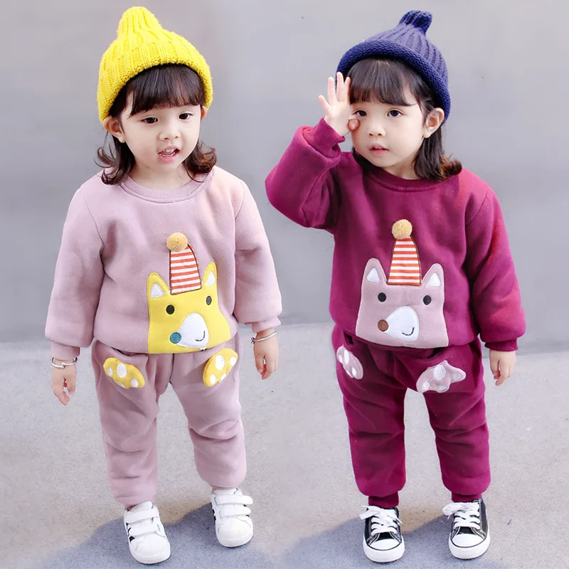 

Baby Girl Boy Set Autumn Winter Wear Warm Children Thick Casual Cotton Costume Kids Clothes Suit Long Sleeve Pants