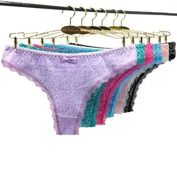 

Lot of 132 Low Rise Laced Lady Thong Flora Cotton G-String Sexy Lady Panties Girl T-back Hot lingerie Wholesale Women Underwear
