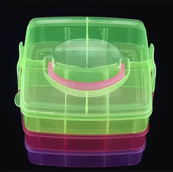 

1PC 4 Colors New square small three layer insert detachable tidy storage box portable transparent plastic PP box JF 0673