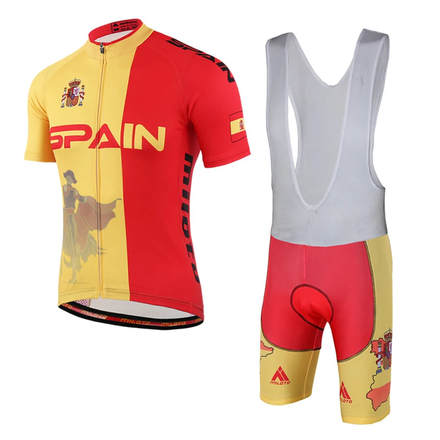 2017 Spain Print Cycling Jersey Suit Pro Team Bike Clothing Set Breathable Reflective Bicycle
