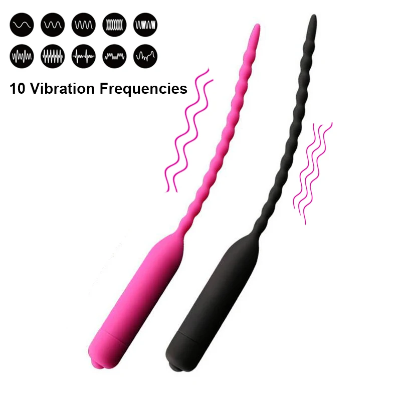10 Modes Urethral Vibrator Male Masturbator Silicone Vibrating Penis Plug Urethral Sounds Dilators Products for Men Erotic Toys