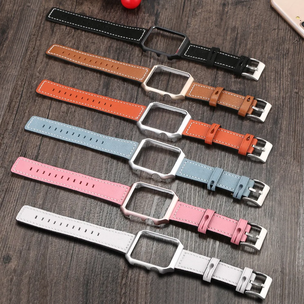 Genuine Leather iWatch Band Replacement Strap with Metal Apple Watch Case for 42mm watchband For Apple Watch Band with Case 38mm