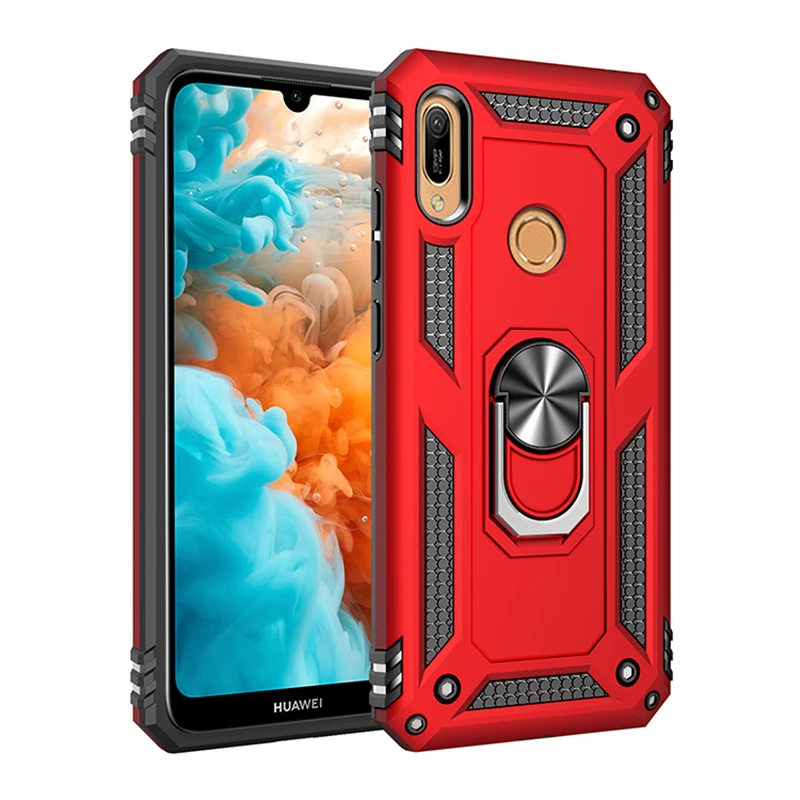 Heavy Duty  Car Magnet Armor Case Shockproof Cover For Huawei Y6 Y7 Prime Y5 Y9 2019 Honor 8A 8S Ring Stand Holder